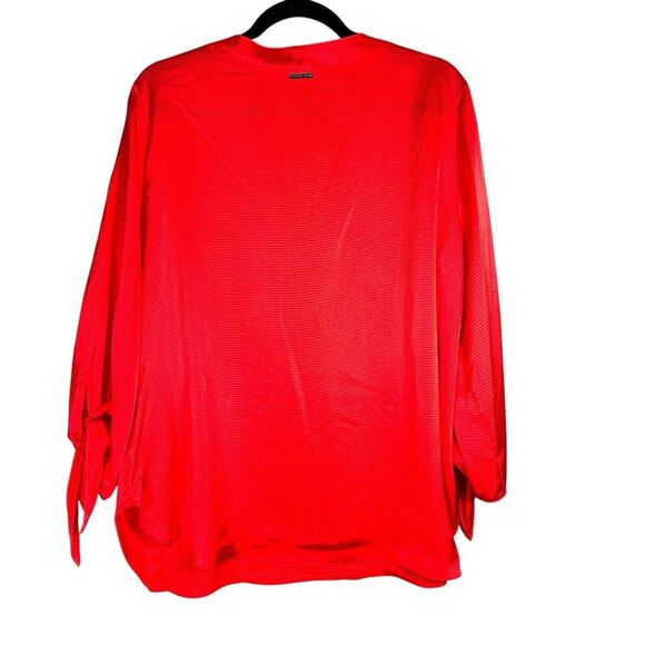 MICHAEL Michael Kors Solid Satin Tie Sleeve Split V-Neck Woven Blouse Size XL - Picture 3 of 13